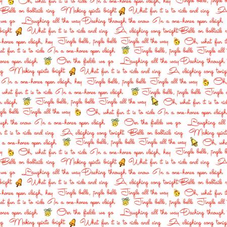 Riley Blake: Jingle Bells - Jingle Bell Words - C14832R-WHITE - Winter