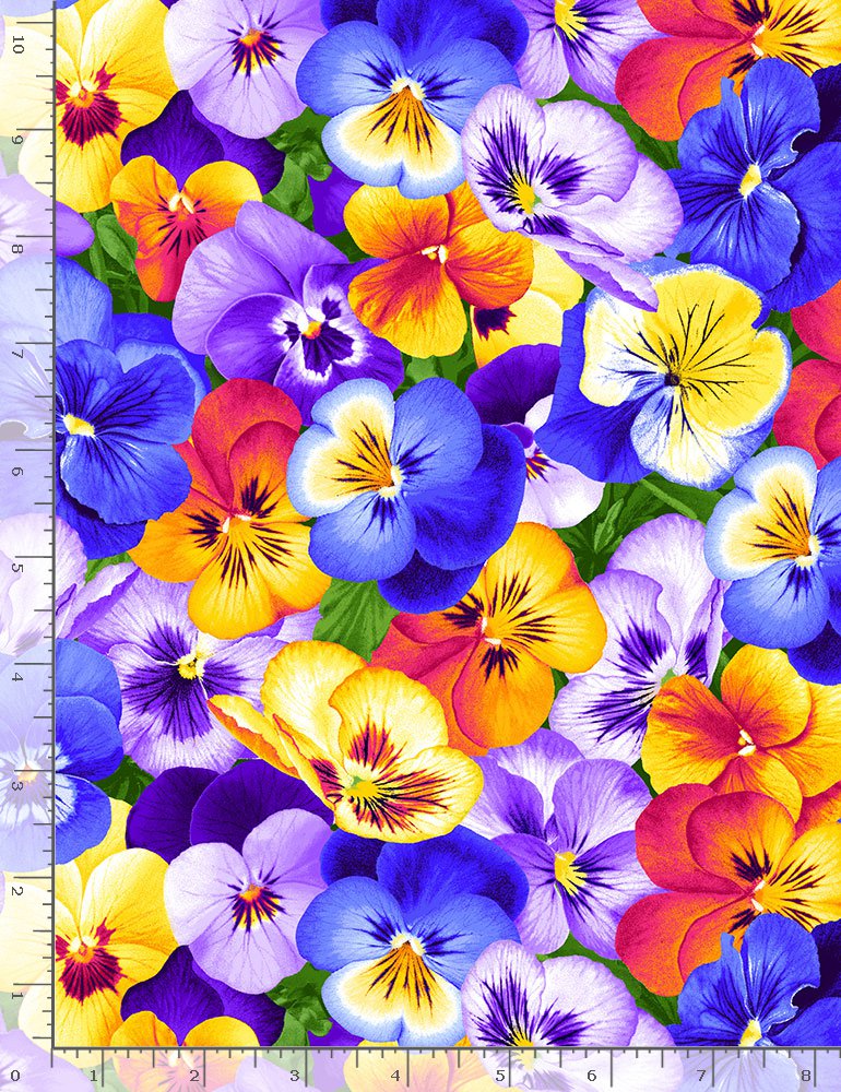 Timeless Treasures:  - Garden Bouquet - Packed Pansies - C1195