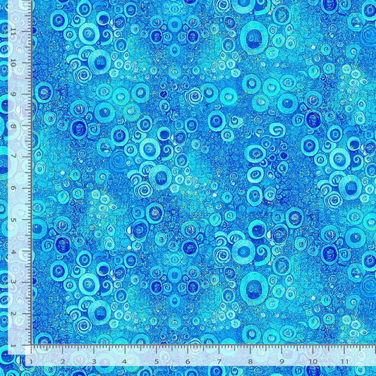 Timeless Treasures: Gilded Plume - Floral Scroll - CM2611-Blue