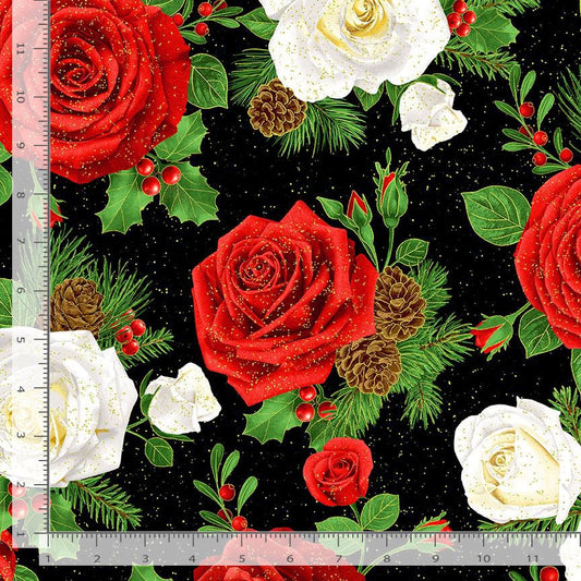 Timeless Treasures:  - Winter Rose - Roses & Pine Cone Bouquet - CM2890