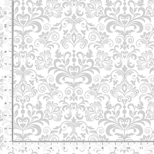 Timeless Treasures:  Basics Whiteout - Large Damask Pattern - C3108