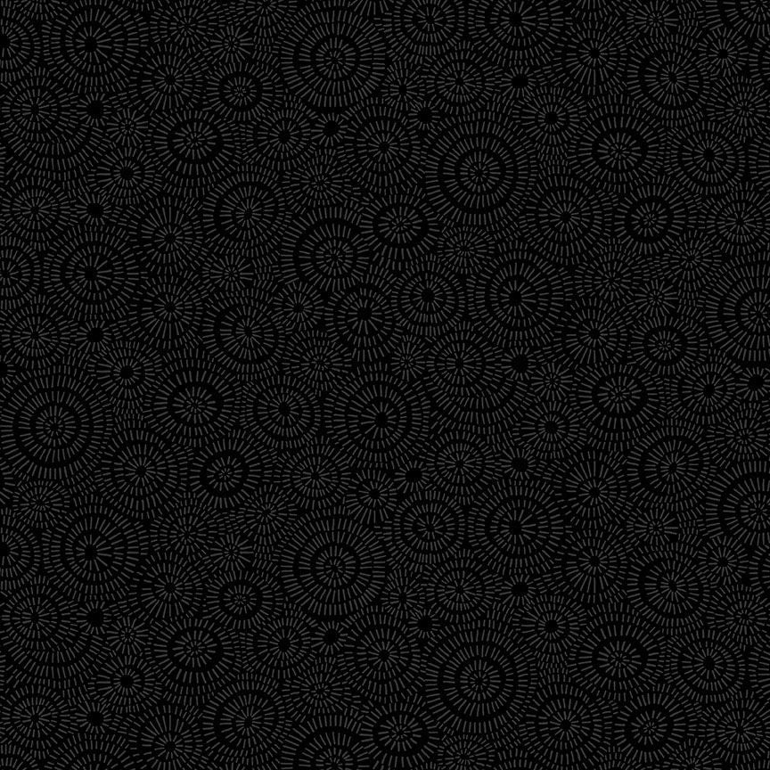 Timeless Treasures:  Basics Blackout - Geo Line Circle Shape - C3114-Black
