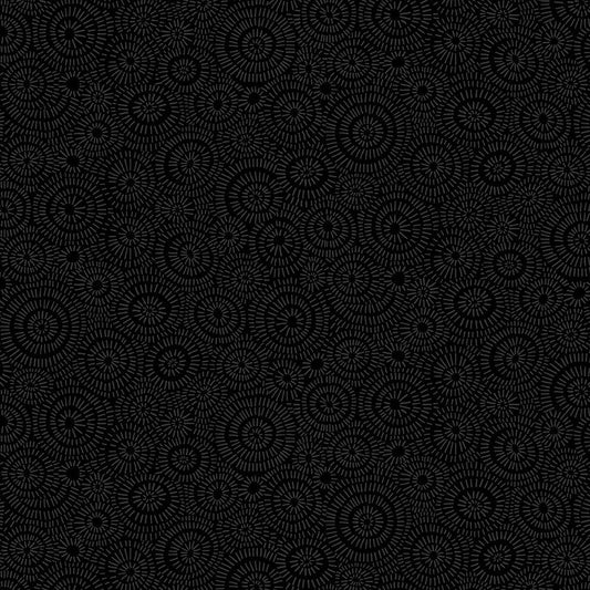 Timeless Treasures:  Basics Blackout - Geo Line Circle Shape - C3114-Black