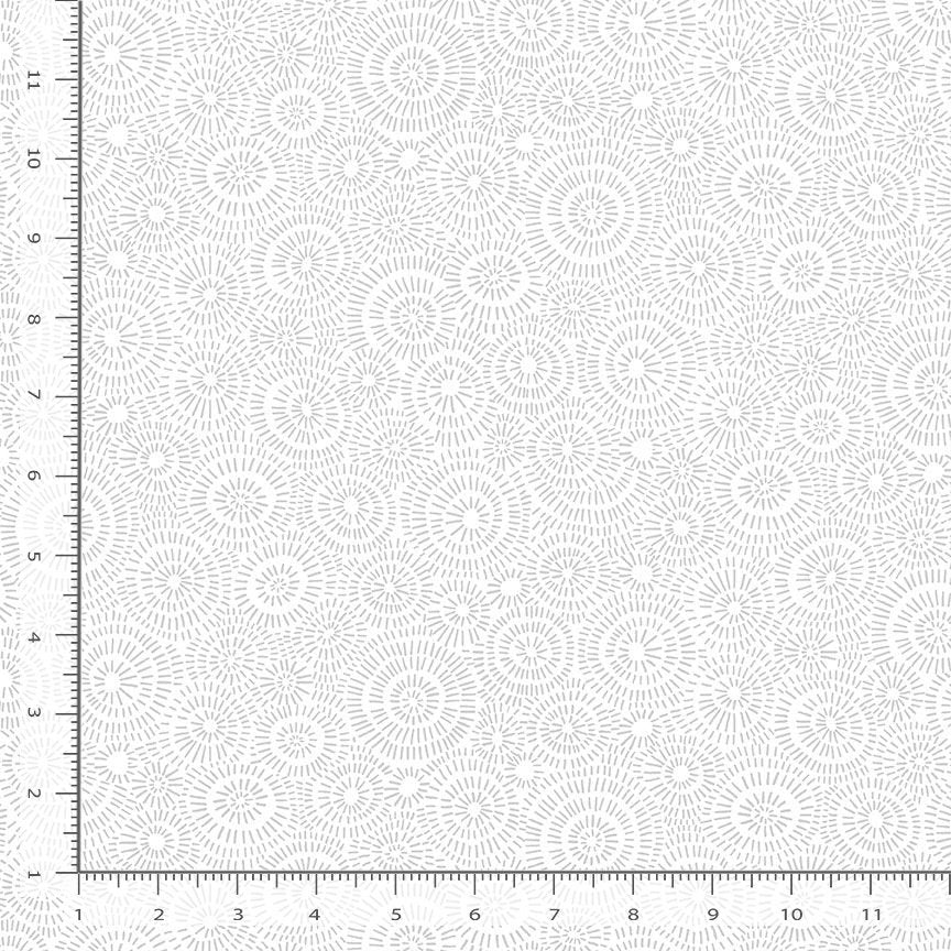Timeless Treasures:  Basics Whiteout - Geo Line Circle Shape - C3114-White