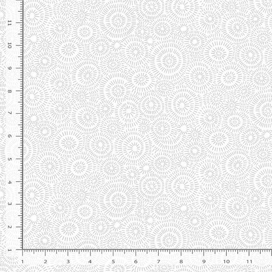 Timeless Treasures:  Basics Whiteout - Geo Line Circle Shape - C3114-White