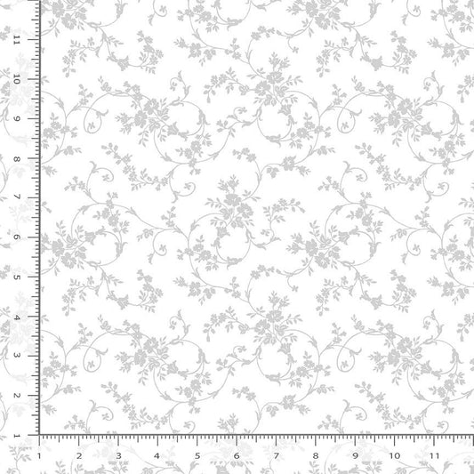 Timeless Treasures:  Basics Whiteout - Floral Scroll Pattern - C3115