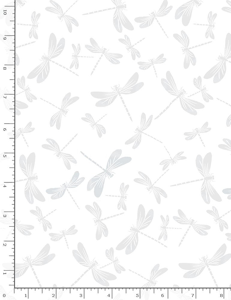 Timeless Treasures:  Basics Whiteout - Dragonflies - C7717