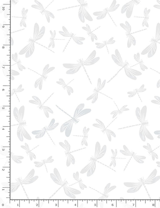 Timeless Treasures:  Basics Whiteout - Dragonflies - C7717