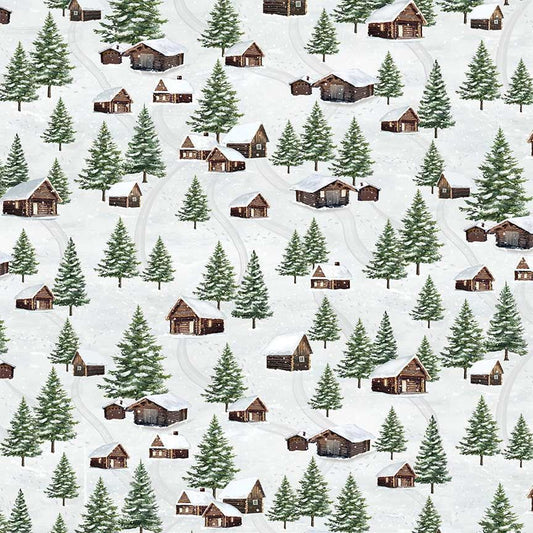 Timeless Treasures: Winter Wonderland - Winter Cabin Scenic - CD3692 - Katie Hennagir