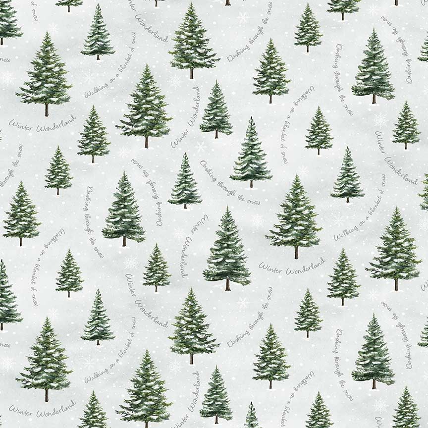 Timeless Treasures: Winter Wonderland - Trees with Winter Scripts - CD3693 - Katie Hennagir