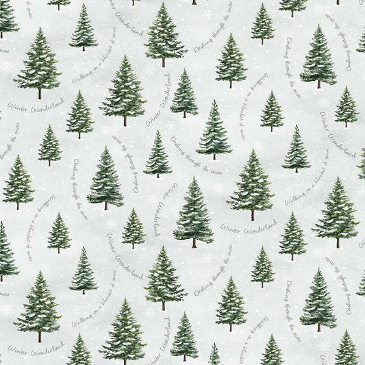 Timeless Treasures: Winter Wonderland - Trees with Winter Scripts - CD3693 - Katie Hennagir