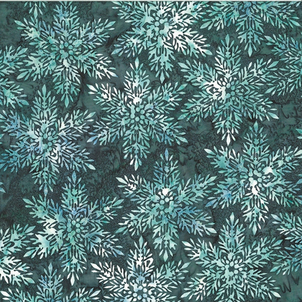 Batiks - Hoffman: Into the Mist - Snowflakes - Teal - MR25-92