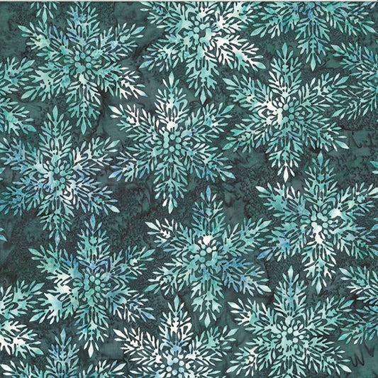 Batiks - Hoffman: Into the Mist - Snowflakes - Teal - MR25-92