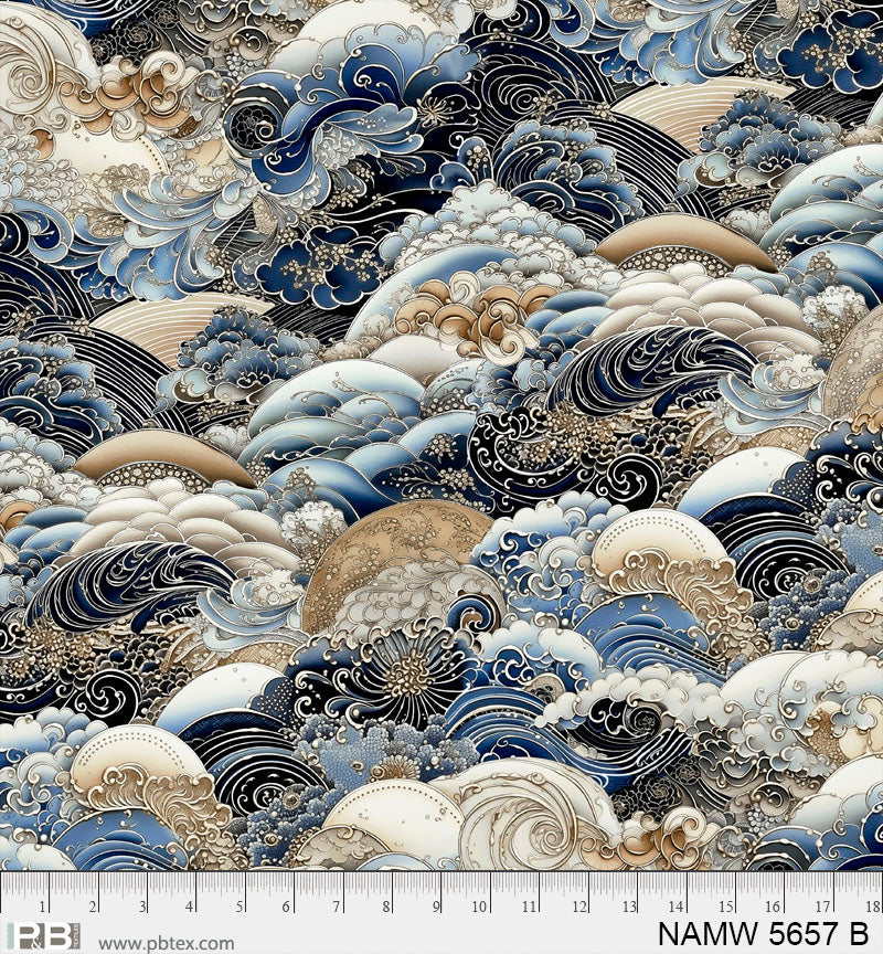 108" Quilt Back - P&B Textiles - Waves in Motion - NAMI-05657-B