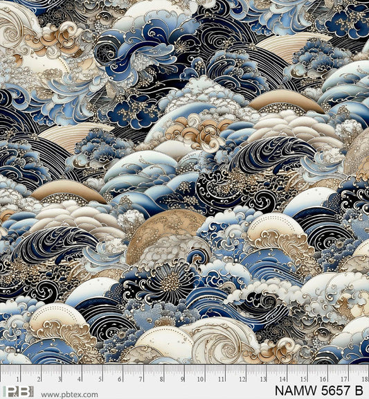 108" Quilt Back - P&B Textiles - Waves in Motion - NAMI-05657-B