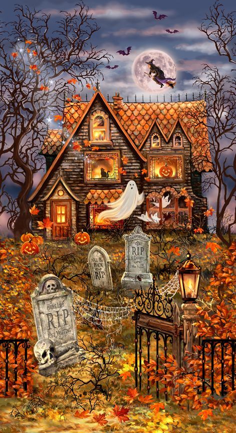 Timeless Treasures: Bewitched - Haunted House - Panel - CD3230