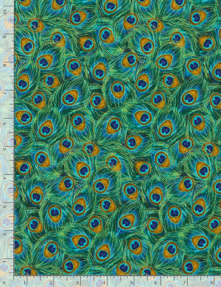Timeless Treasures:  - Packed Peacock Feathers  - CM8669