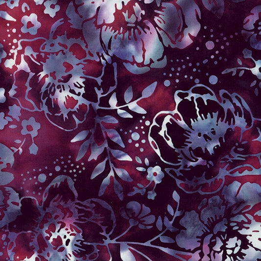 Batiks - Hoffman: Bali Batiks - Peony - Merlot - S2363-394