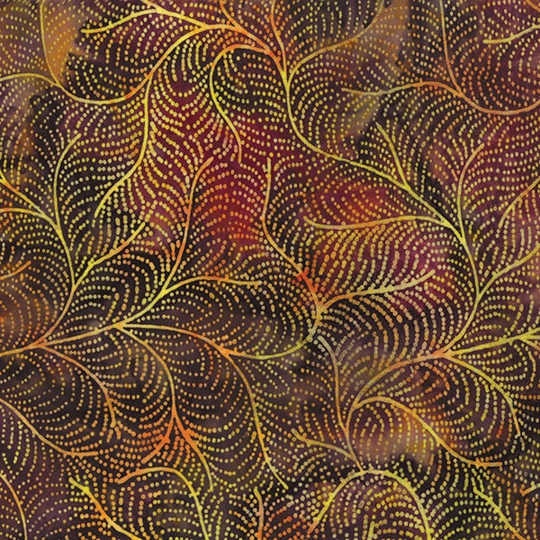 Batiks - Hoffman: Bali Batiks - Dotty Vine - Walnut - S2378-180