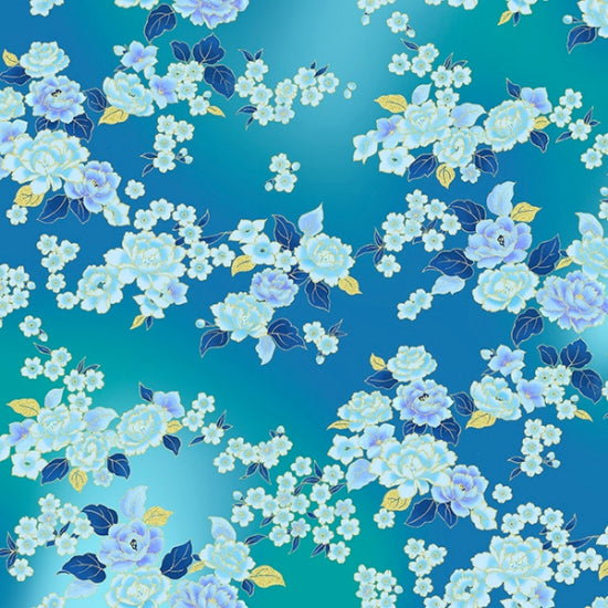 Hoffman: Graceful Garden - Aquamarine Blue - S7733-241G