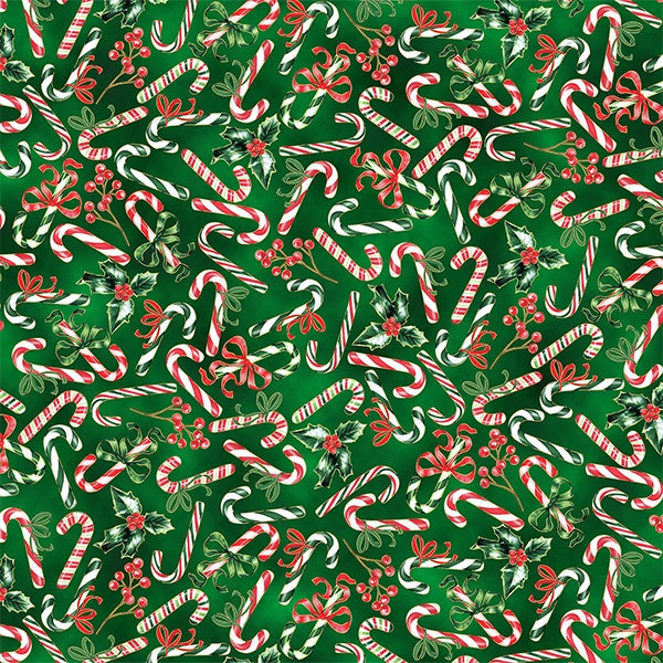 Hoffman: Gingerbread Lane - Candy Canes - T4850-60G - Hunter Green