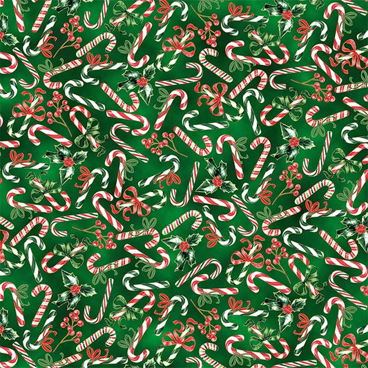 Hoffman: Gingerbread Lane - Candy Canes - T4850-60G - Hunter Green