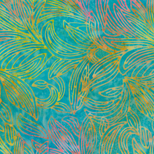 Batiks - Timeless Treasures: Tonga Batiks - Banana Leaves - Snorkel - B7670