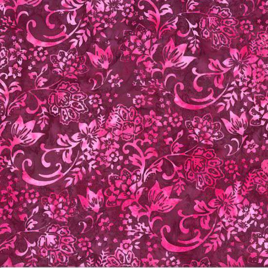 Hoffman:  Bali Batik - Fancy Fuchsia - Jacobean Floral - U2455-38
