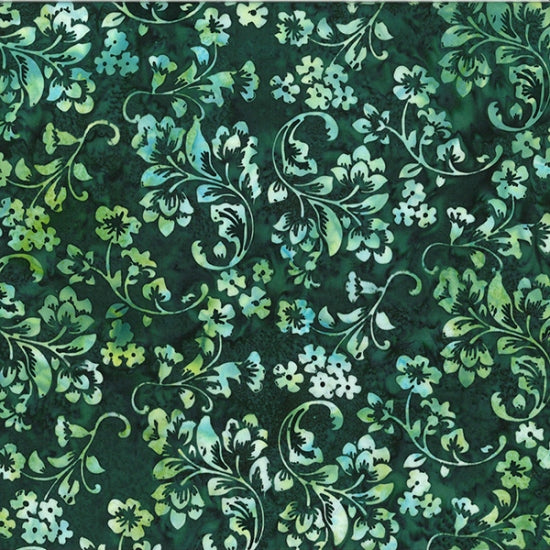 Hoffman:  Bali Batik - Deco Floral - Hunter - U2467-60