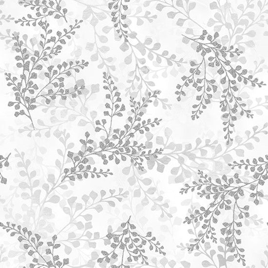 Hoffman:  Fly Home For Winter - Leaves - U4976-307S - White - Metallic