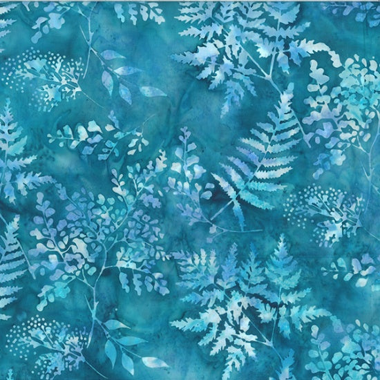 Hoffman:  Bali Batik - Mixed Fern - Cyan - V2529-715