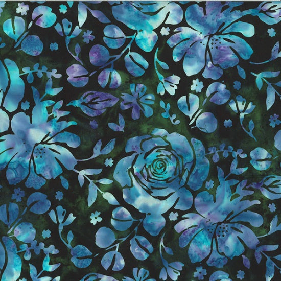 Hoffman:  Bali Batik - Brilliant Gems - Large Mixed Floral - Ogee - V2533-216