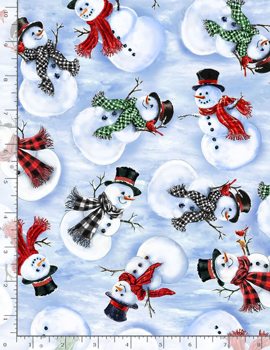 Timeless Treasures - Softie Holiday  - Tossed Snowmen - PD8993 - Minky