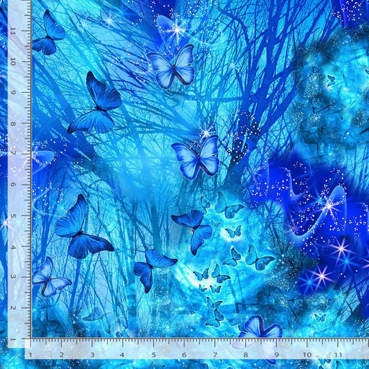 108" Quilt Back - Timeless Treasures: Extra Wide Backings - Bright Night Butterflies Royality - CD1836