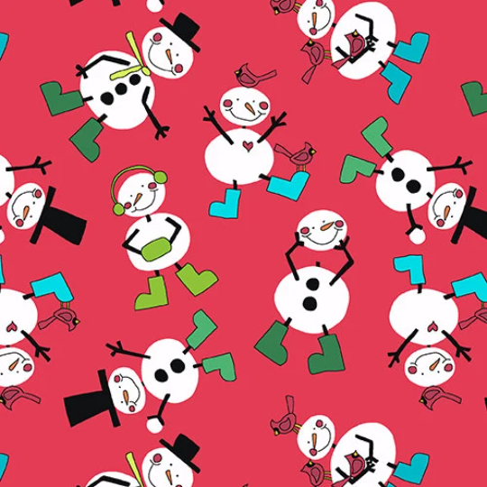 Andover: Snow Day - Red - Tossed Snowmen - A7881-R