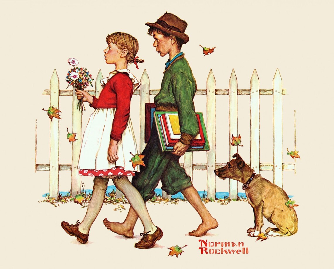 David Textiles: Norman Rockwell Kids Panel - Walking to School - NR-0002-1C